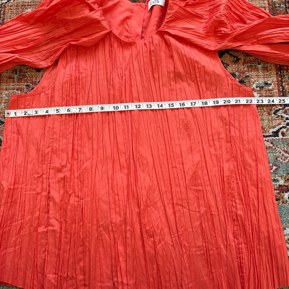 COS Women’s Pleated Long Sleeve Cape Style Open Sleeve Blouse Orange Size 44 L - Picture 8 of 9